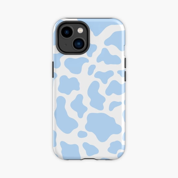 Protective iPhone Case Preppy Blue Cow Print School Supply Phone Case IP13/14 Magnetic MagSafe Compatible
