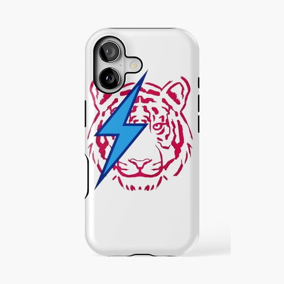 Protective iPhone Case Preppy Lightning Bolt Tiger Phone Case IP15 Magnetic MagSafe Compatible