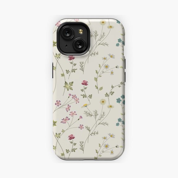 Protective iPhone Case Pressed Flowers Botanical Design Phone Case IP13/14 Magnetic MagSafe Compatible