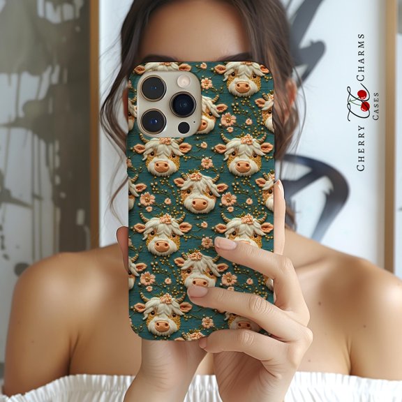 Protective iPhone Case Pretty Cow Cell Phone Case Animal Lover Farm Aesthetic Cover IP13/14 Magnetic MagSafe Compatible