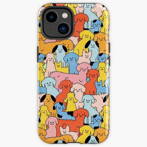 Protective iPhone Case Pup Rally The Peach Fuzz Cute Group Cartoon Dogs Cover IP13/14 Magnetic MagSafe Compatible