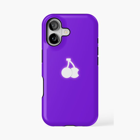 Protective iPhone Case Purple Cherry Fruit Design Phone Case IP15 Magnetic MagSafe Compatible