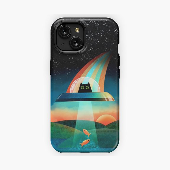 Protective iPhone Case Purrfect Alien Phone Case Cute Cat Space Design IP13 Pro Magnetic MagSafe Compatible