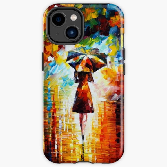Protective iPhone Case Rain Princess Leonid Afremov Impressionist Palette Shield IP13/14 Magnetic MagSafe Compatible