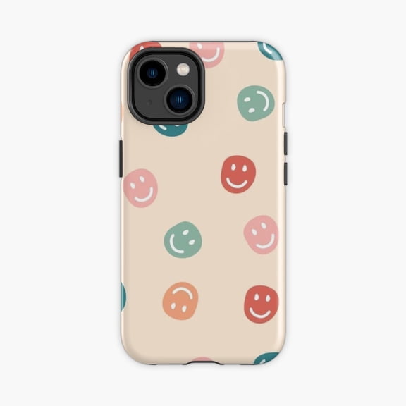Protective iPhone Case Rainbow Smiley Face Pattern Phone Case IP13/14 Magnetic MagSafe Compatible