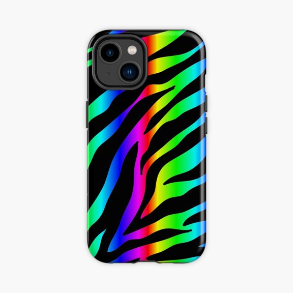 Protective iPhone Case Rainbow Zebra Pattern Phone Case IP15 Magnetic MagSafe Compatible