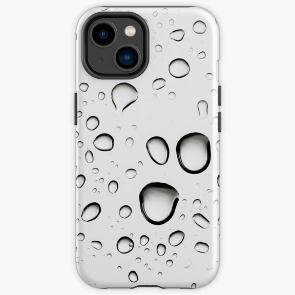 Protective iPhone Case Raindrops On White Clean Minimalist Liquid Moisture Droplet Pattern Phone Case IP13 Pro Magnetic MagSafe Compatible