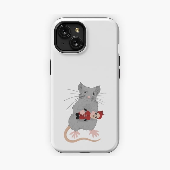 Protective iPhone Case Rat and Plush Toy Phone Case with Cute Whimsical Art Rodent IP13/14 Magnetic MagSafe Compatible