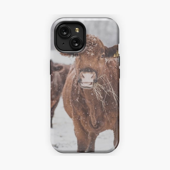 Protective iPhone Case Red Cow Rustic Country Animal Print Phone Case IP16 Magnetic MagSafe Compatible
