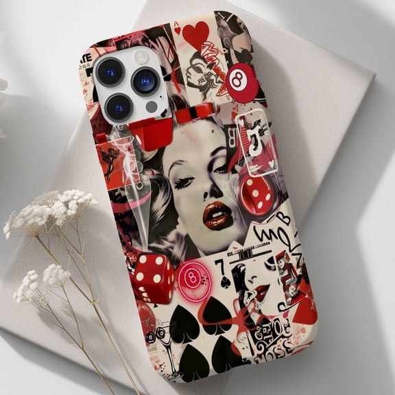 Protective iPhone Case Red Grunge Collage Phone Case Dark Gothic Punk Vintage New York Theme IP15 Magnetic MagSafe Compatible