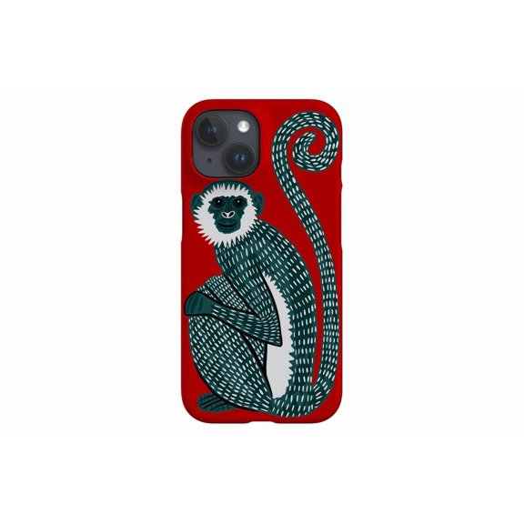 Protective iPhone Case Red Monkey Jungle Animal Print Exotic Forest Canopy Shield Variant IP15 Magnetic MagSafe Compatible