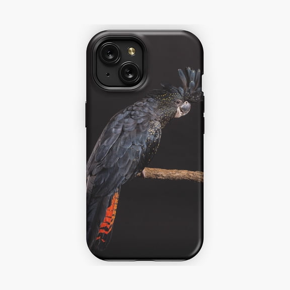 Protective iPhone Case Red-Tailed Black Cockatoo Studio Portrait Phone Case Australian Wildlife Bird Cover IP13/14 Magnetic MagSafe Compatible