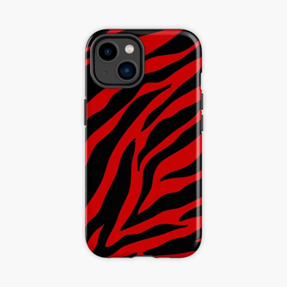 Protective iPhone Case Red Zebra Stripe Pattern Phone Case IP13/14 Magnetic MagSafe Compatible