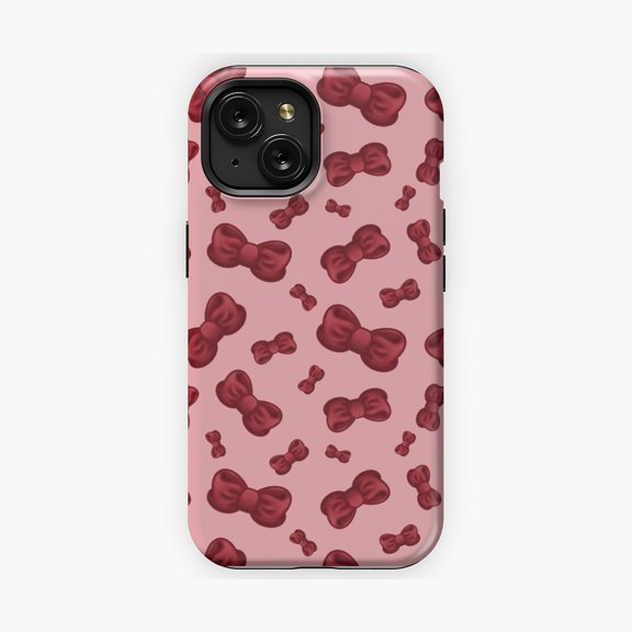 Protective iPhone Case Repeating Pattern of Bows Phone Case Chic Playful Look IP13/14 Magnetic MagSafe Compatible