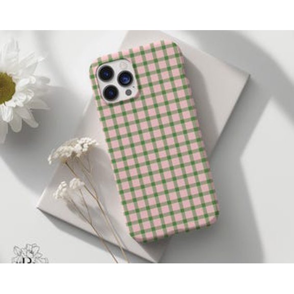 Protective iPhone Case Retro Checkerboard Phone Case Boho Aesthetic Slim Cover IP13/14 Magnetic MagSafe Compatible