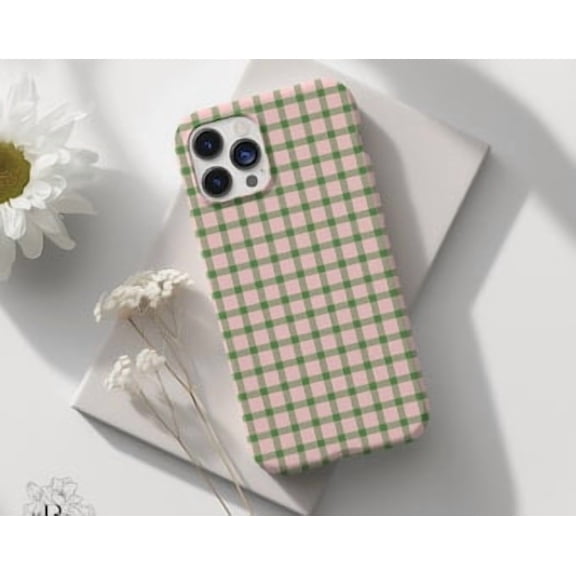 Protective iPhone Case Retro Checkerboard Phone Case Boho Aesthetic Slim Cover IP15 Magnetic MagSafe Compatible