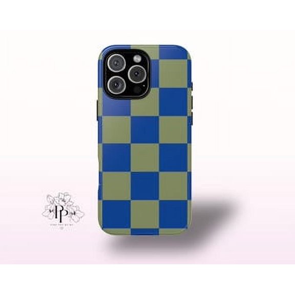 Protective iPhone Case Retro Checkerboard Phone Case Boho Aesthetic Vintage Pattern Cover IP13/14 Magnetic MagSafe Compatible