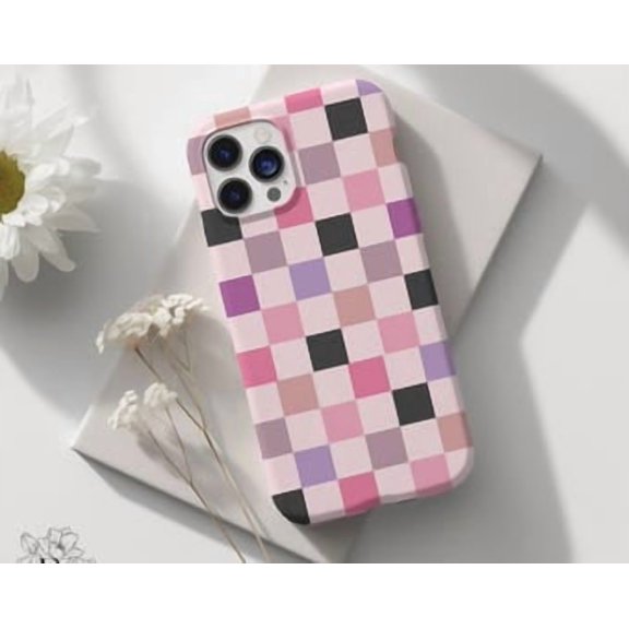 Protective iPhone Case Retro Checkerboard Phone Case Trendy Aesthetic Slim Cover IP16 Magnetic MagSafe Compatible