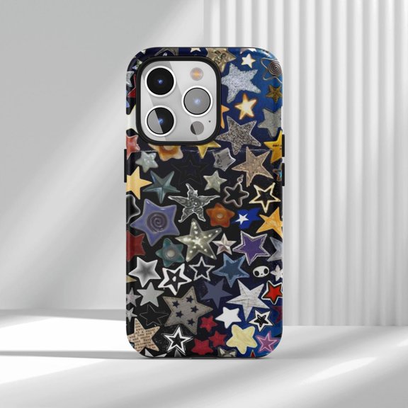 Protective iPhone Case Retro Indie Star Collage Cell Phone Case For Retro Aesthetic Pattern Cover IP16 Magnetic MagSafe Compatible