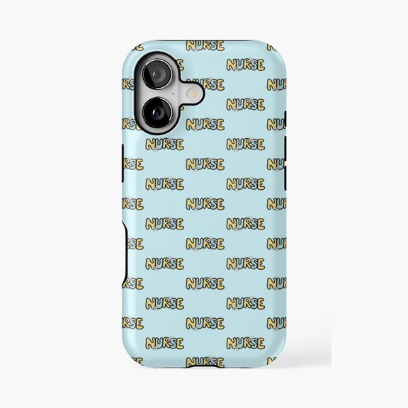 Protective iPhone Case Retro Nurse Blue Yellow Daisy Text Phone Case IP15 Magnetic MagSafe Compatible