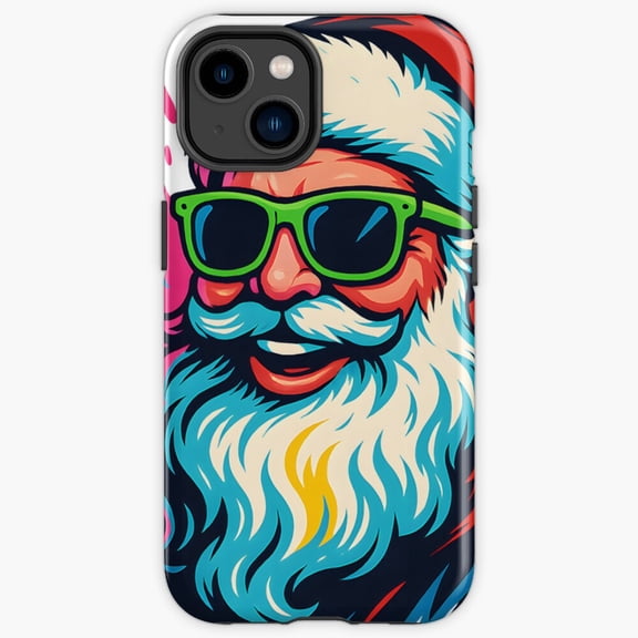 Protective iPhone Case Retro Pop Art Santa Claus Mid Century Modern Graphic Cover IP13/14 Magnetic MagSafe Compatible