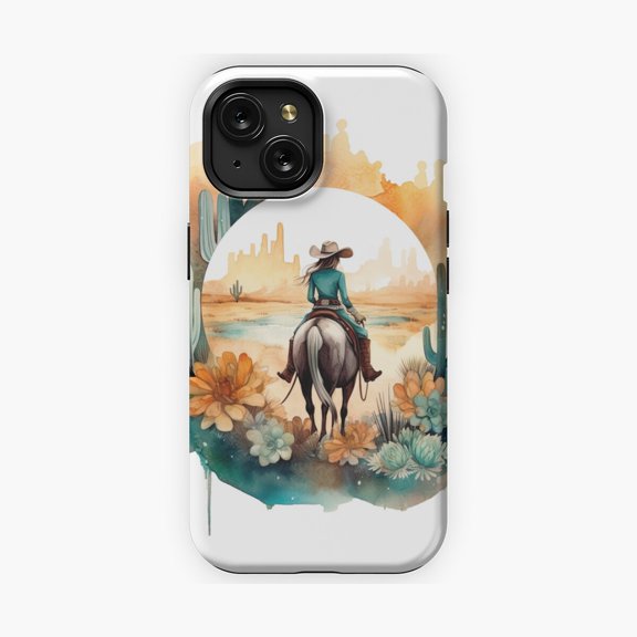 Protective iPhone Case Riding into the Sunrise Rustic Country Landscape Phone Case IP15 Magnetic MagSafe Compatible