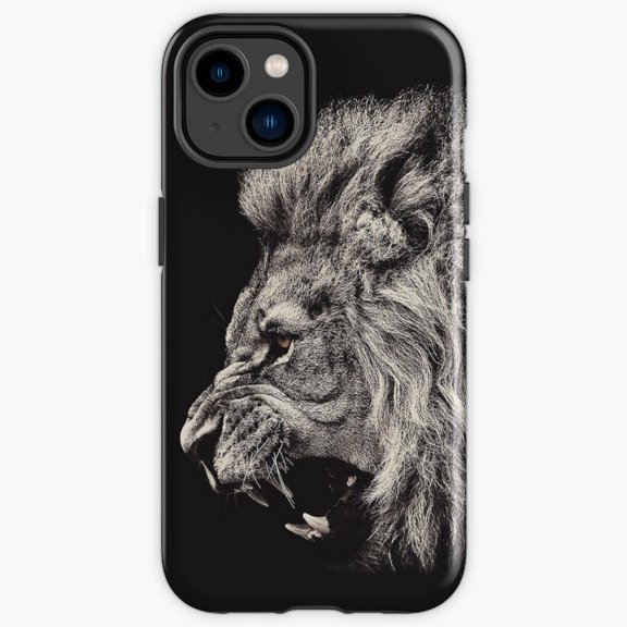 Protective iPhone Case Roaring Lion Majestic Wildlife King Apex Predator Portrait Guard IP16 Magnetic MagSafe Compatible