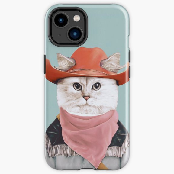Protective iPhone Case Rodeo Cat Country Western Hat Horseback Lasso Shield IP16 Magnetic MagSafe Compatible