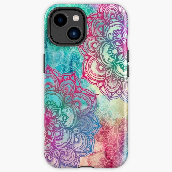 Protective iPhone Case Round And Round Rainbow Colorful Illusion Spiral Circle Heavy Duty Shockproof Hard Shell IP13/14 Magnetic MagSafe Compatible
