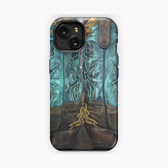 Protective iPhone Case Rustic Boots Western Style Phone Case Distressed Leather Footwear Graphic Shield IP16 Magnetic MagSafe Compatible