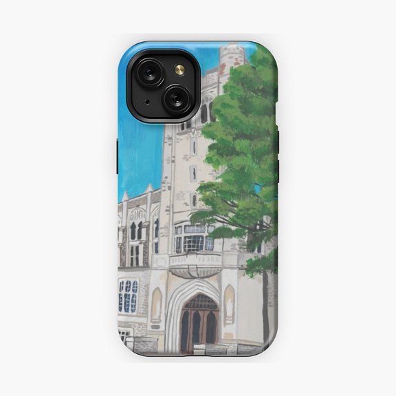 Protective iPhone Case Rustic University Campus Inspired Artwork Phone Case IP15 Magnetic MagSafe Compatible