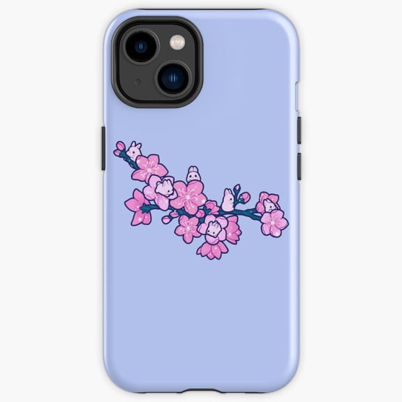 Protective iPhone Case Sakura Bunnies Cute Kawaii Rabbits Japanese Cherry Heavy Duty Shockproof Hard Shell IP13/14 Magnetic MagSafe Compatible