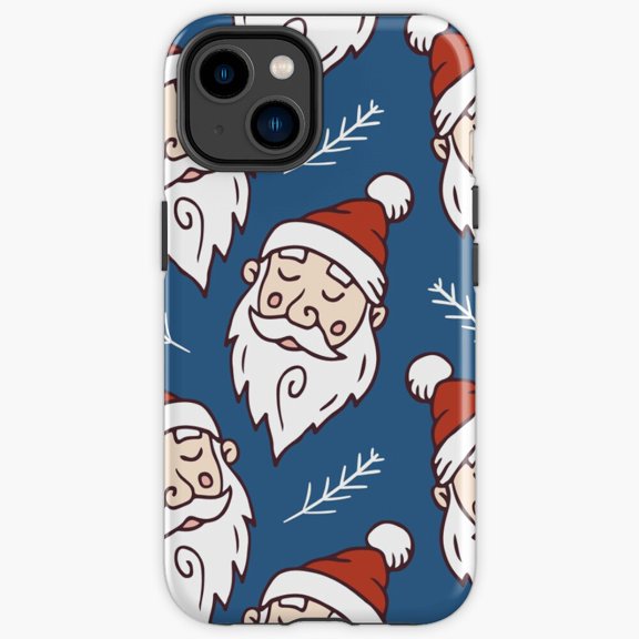 Protective iPhone Case Santa Continuous Pattern Seamless Miniature Icon Grid Shell IP16 Magnetic MagSafe Compatible