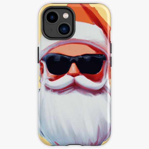 Protective iPhone Case Santa With Sunglasses Retro Painted Secret Cover IP16 Magnetic MagSafe Compatible
