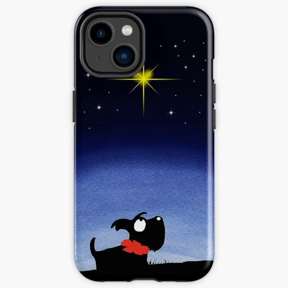 Protective iPhone Case Scottie Dog Star Celestial Midnight Blue Scottish Terrier Heavy Duty Shockproof Hard Shell IP15 Magnetic MagSafe Compatible