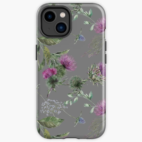 Protective iPhone Case Scottish Thistle All Over Print National Purple Heavy Duty Shockproof Hard Shell IP16 Magnetic MagSafe Compatible