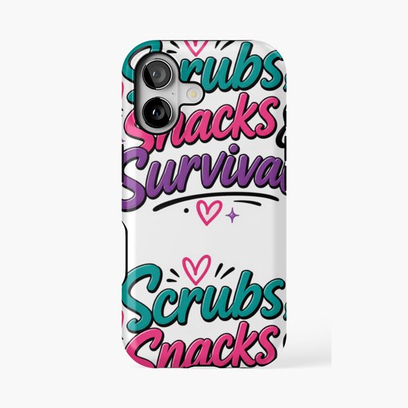 Protective iPhone Case Scrubs Snacks Survival CNA Nurse Life Phone Case IP13/14 Magnetic MagSafe Compatible