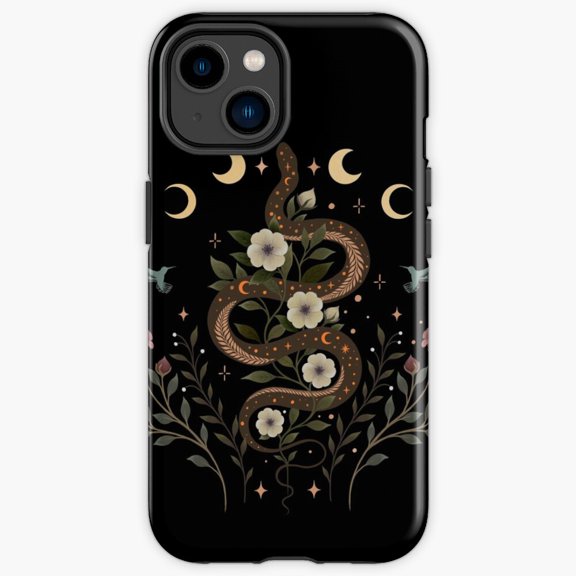 Protective iPhone Case Serpent Spell Colour Witchy Gothic Snake Rune Mandala Heavy Duty Shockproof Hard Shell IP13/14 Magnetic MagSafe Compatible