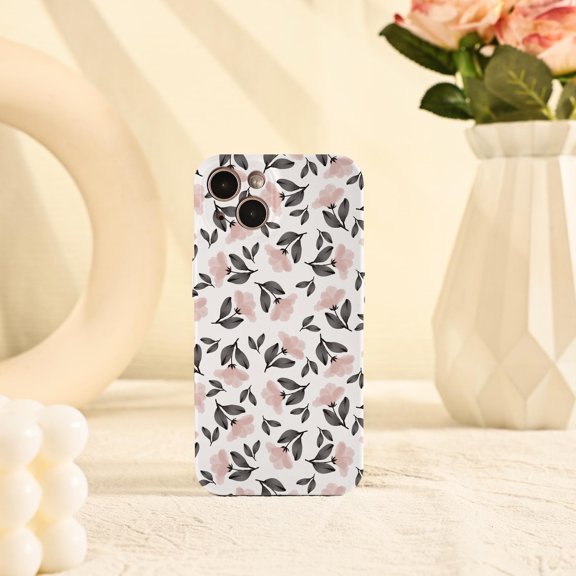 Protective iPhone Case Simple Flower Minimalist Single Botanical Stem Outline Shield IP15 Magnetic MagSafe Compatible