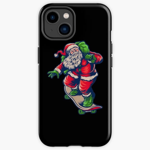 Protective iPhone Case Skater Santa Skateboard Skateboarding Skateboarder Extreme Sport Shell IP13/14 Magnetic MagSafe Compatible