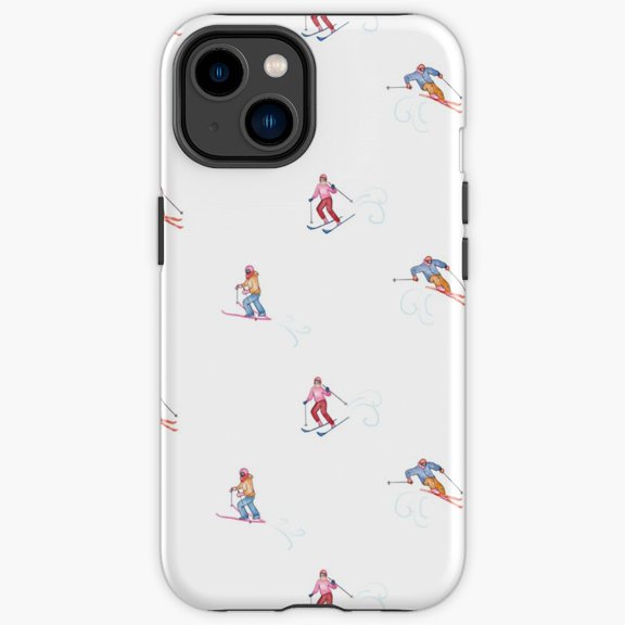 Protective iPhone Case Skiers Silhouette Alpine Downhill Group Team Winter Sport Phone Case IP13/14 Magnetic MagSafe Compatible