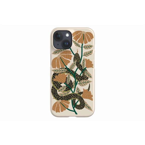 Protective iPhone Case Snake Floral Folk Art Design Natural Botanical Serpent Shield Variant Three IP13/14 Magnetic MagSafe Compatible