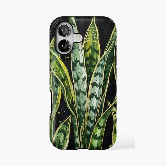 Protective iPhone Case Snake Plant Houseplant Design Phone Case IP13/14 Magnetic MagSafe Compatible