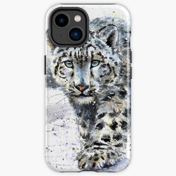 Protective iPhone Case Snow Leopard White Wild Cat Mountain Glacier Predator Portrait Shield Variant IP15 Magnetic MagSafe Compatible