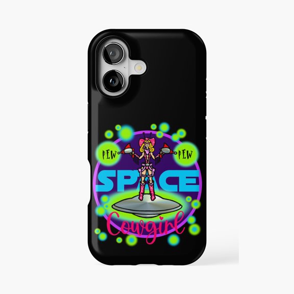 Protective iPhone Case Space Cowgirl Cosmic Phone Case IP16 Pro Magnetic MagSafe Compatible