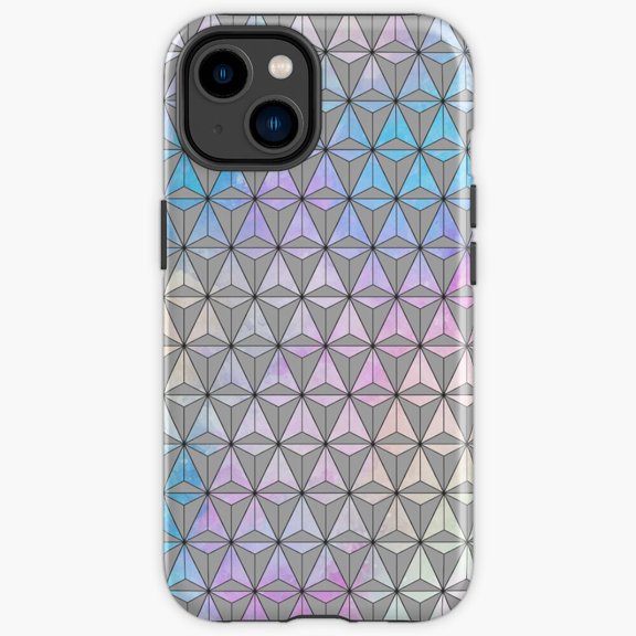 Protective iPhone Case Spaceship Earth Geometric Pattern Future World Park Icon Cover IP16 Magnetic MagSafe Compatible