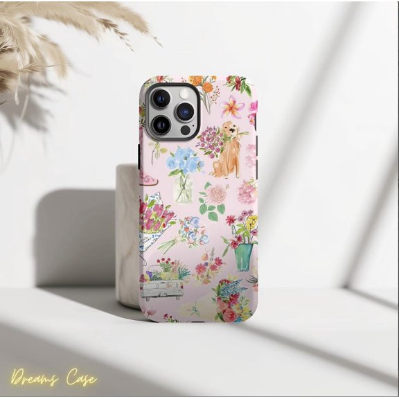 Protective iPhone Case Spring Coquette Collage Phone Case Preppy Spring Look IP13/14 Magnetic MagSafe Compatible