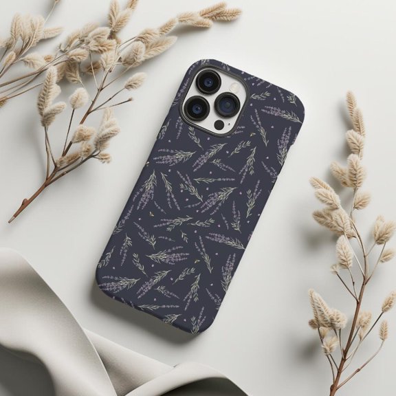 Protective iPhone Case Spring Lavender Flower Cell Phone Case Floral Print Theme Cover IP13/14 Magnetic MagSafe Compatible