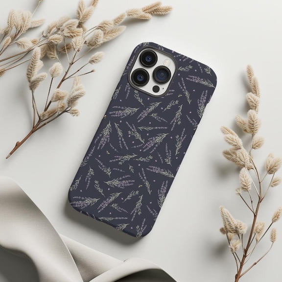 Protective iPhone Case Spring Lavender Flower Cell Phone Case Floral Print Theme Cover IP16 Magnetic MagSafe Compatible