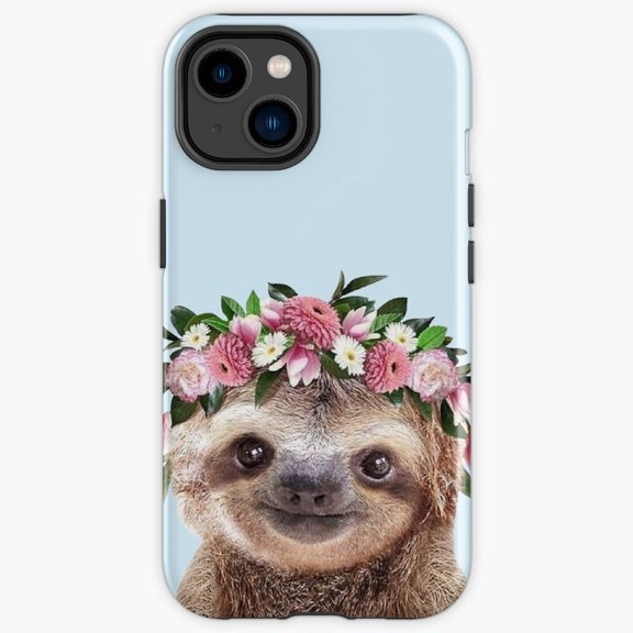 Protective iPhone Case Spring Sloth Lazy Mammal Sleeping On Botanical Branch Heavy Duty Shockproof Hard Shell IP15 Magnetic MagSafe Compatible